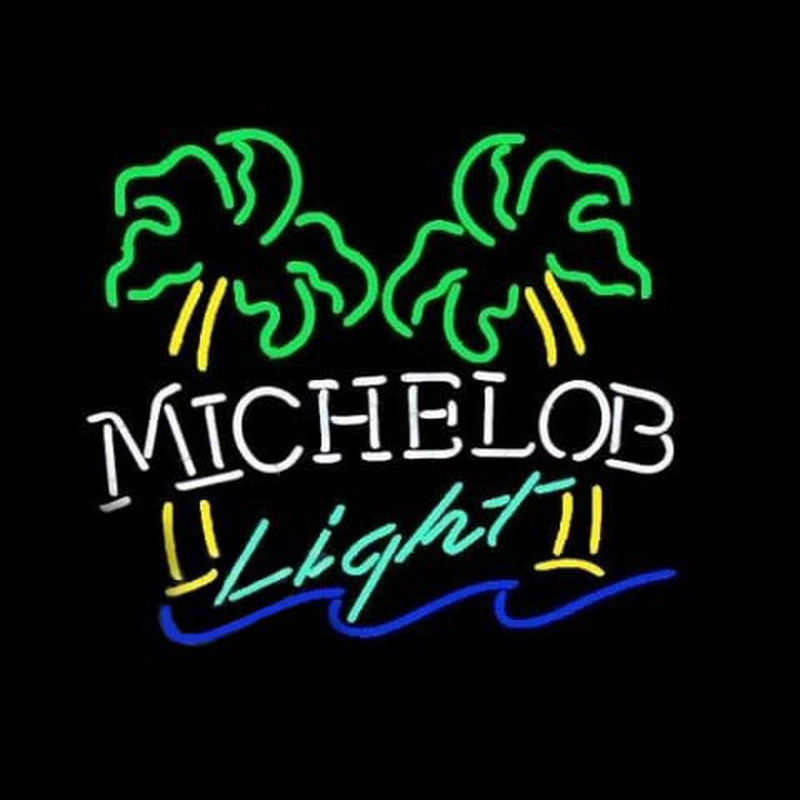 Custom Michelob Light Dual Palm Trees Neon Sign USA