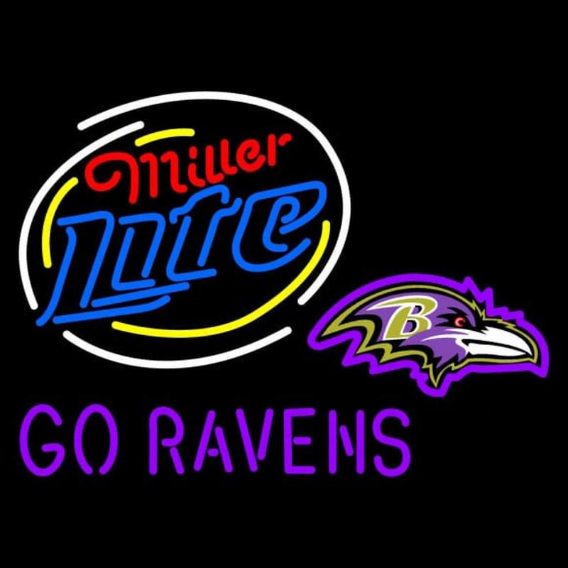 Custom Miller Lite Baltimore Ravens Go Ravens Neon Sign Neon Sign USA Custom Neon Signs Shop