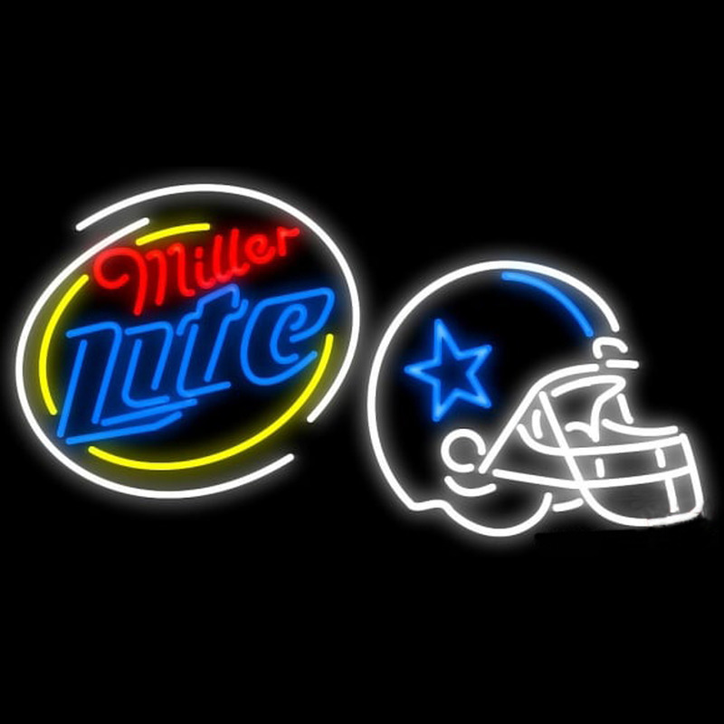 Custom Miller Lite Dallas Cowboys Helmet Real Neon Tube Neon Sign Neon