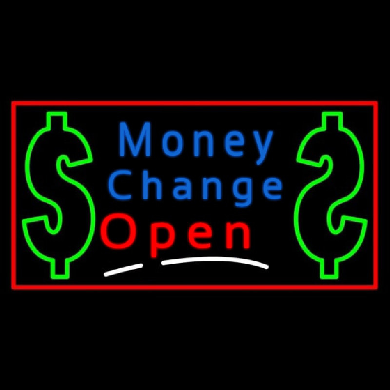 Custom Money Change With Dollar Logo Open Neon Sign USA