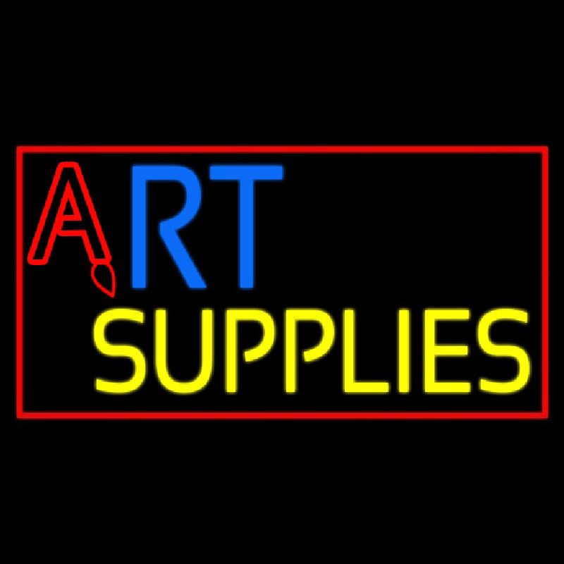 Custom Multi Color Art With Yellow Supplies With Border Neon Sign USA