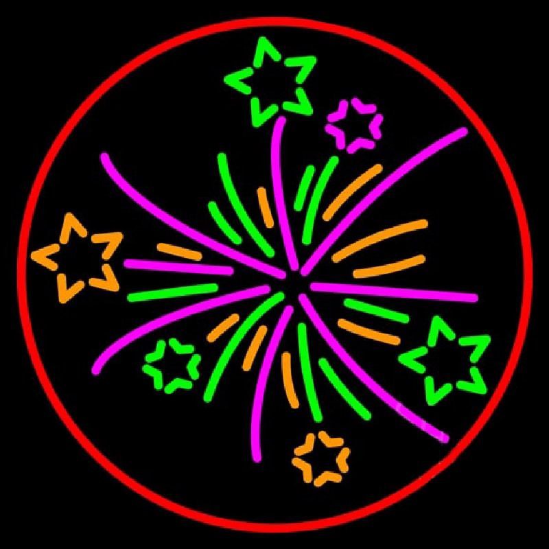 Custom Multi Color Fire Works 1 Neon Sign USA