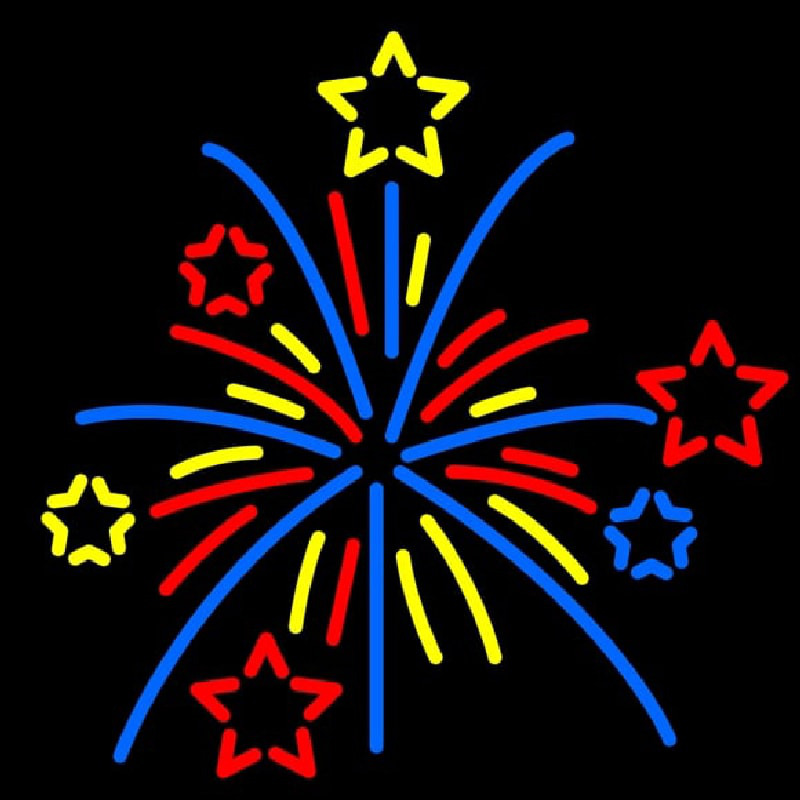 Custom Multi Color Fire Works Neon Sign USA