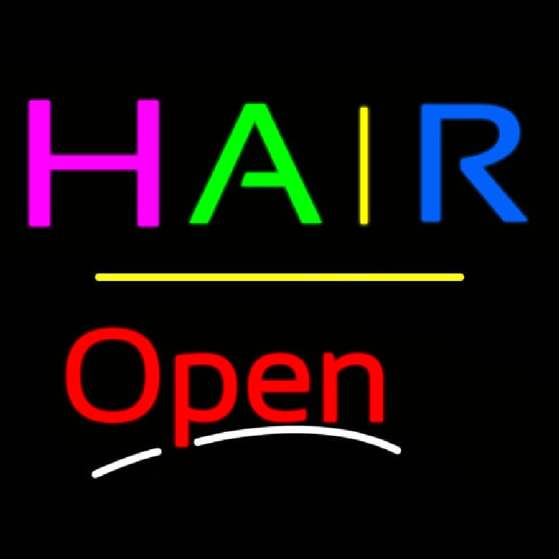 Custom Multi Colored Hair Open Yellow Line Neon Sign USA