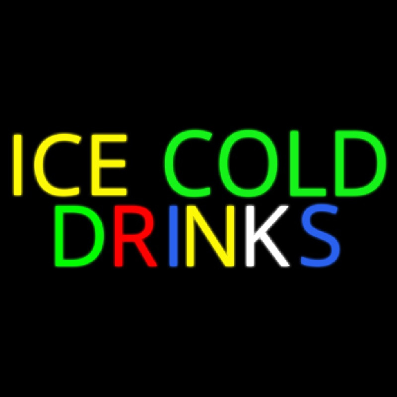 Custom Multi Colored Ice Cold Drinks Neon Sign USA