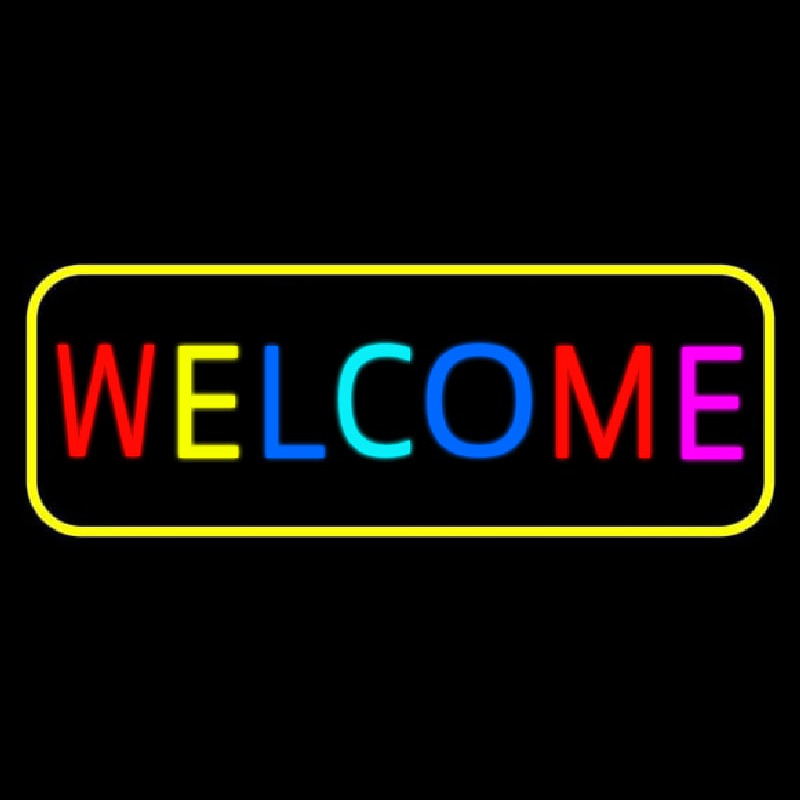 Custom Multi Colored Welcome Bar With Yellow Border Neon Sign USA