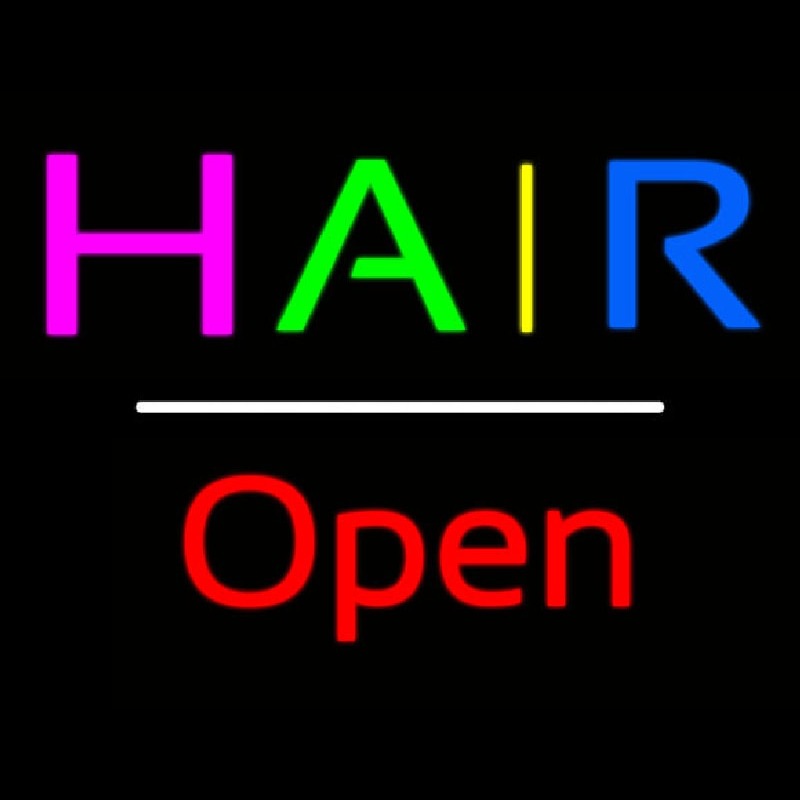 Custom Multicolored Hair Open White Line Neon Sign USA