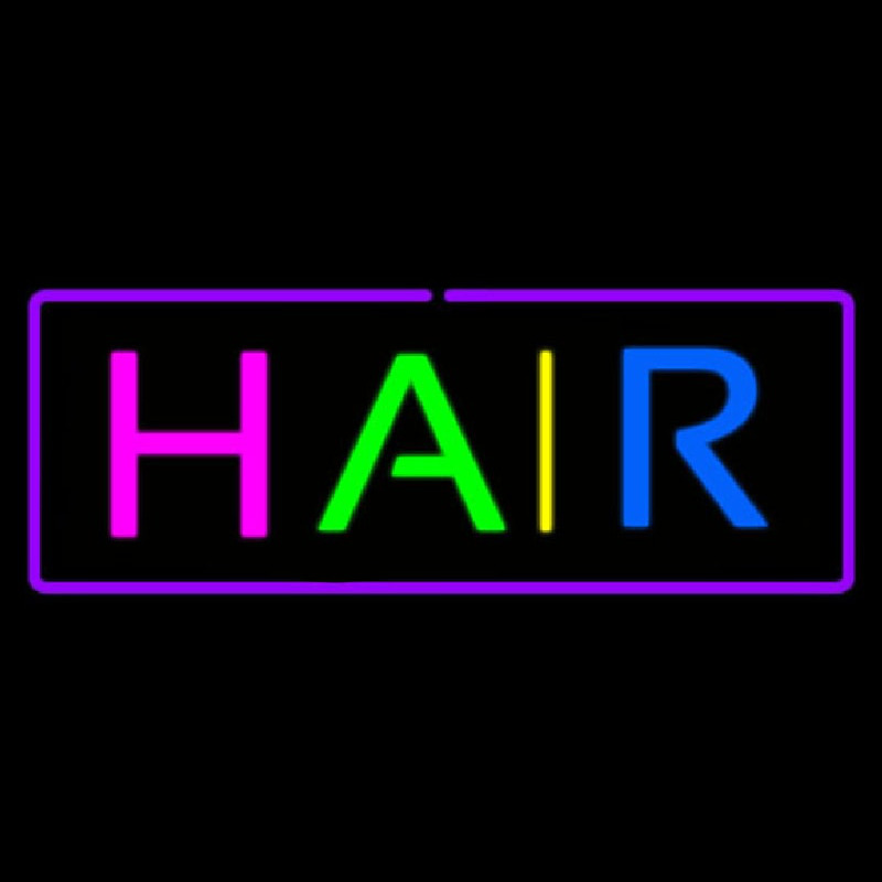Custom Multicolored Hair With Purple Border Neon Sign USA