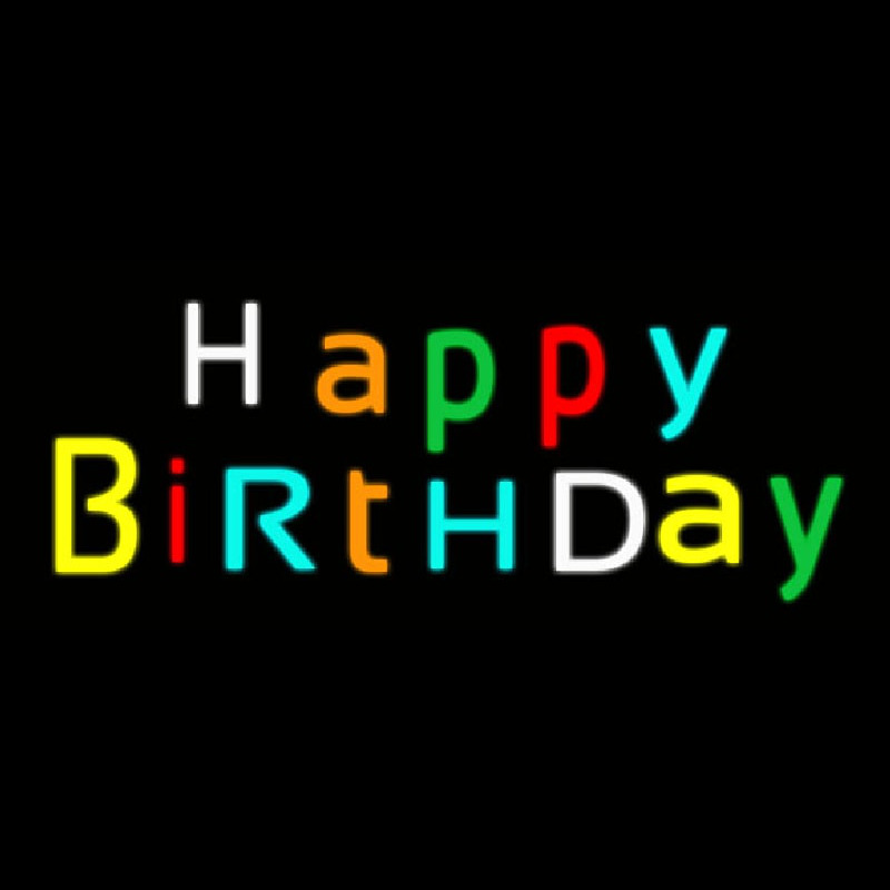 Custom Multicolored Happy Birthday Neon Sign USA
