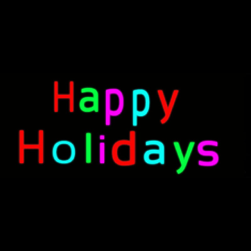 Custom Multicolored Happy Holidays Neon Sign USA