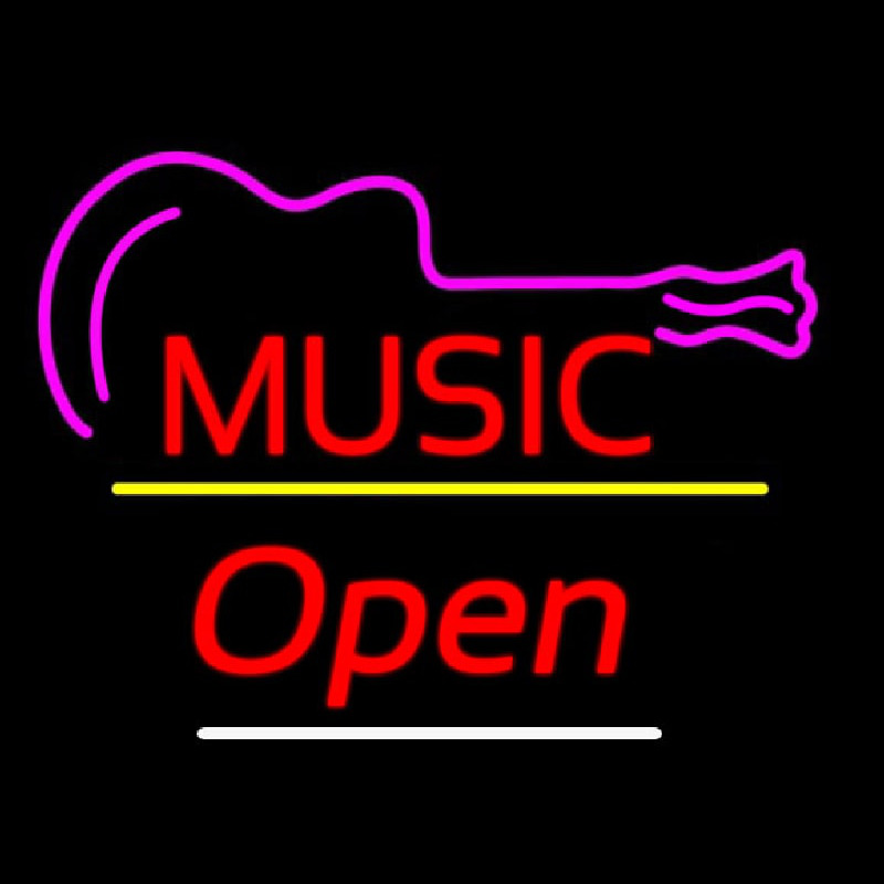 Custom Music Logo Open Yellow Line Neon Sign USA