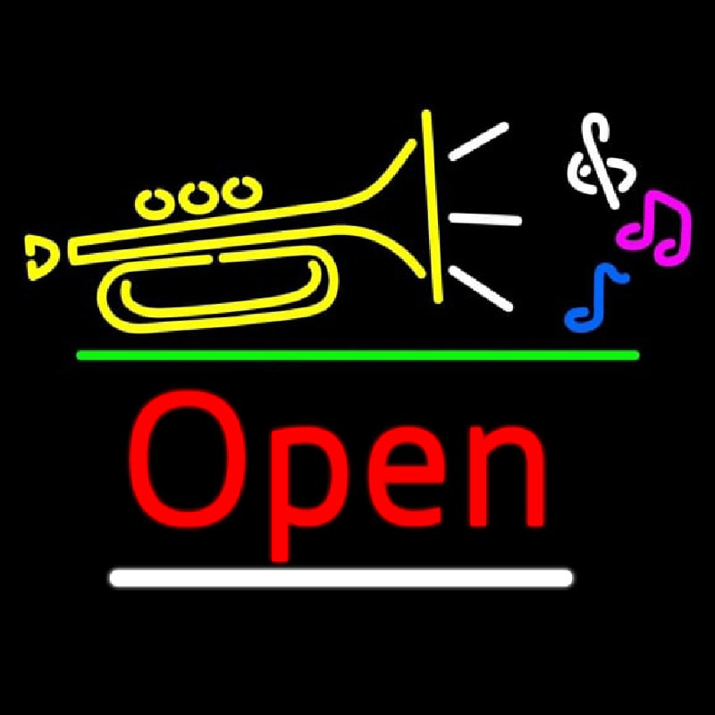 Custom Music Open Green Line Neon Sign USA
