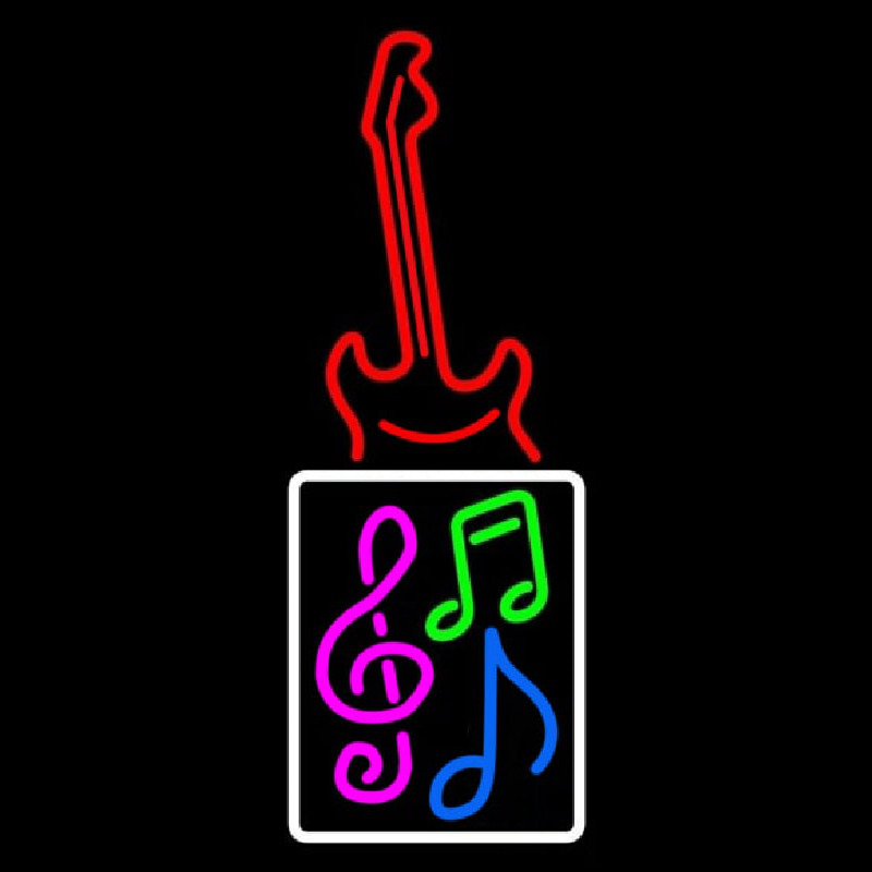 Custom Musical Notes With Guitar Logo 1 Neon Sign USA
