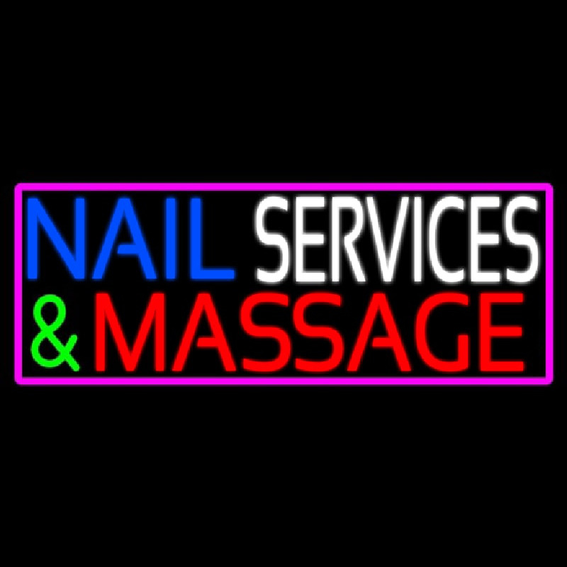 Custom Nail Services And Massage Neon Sign USA