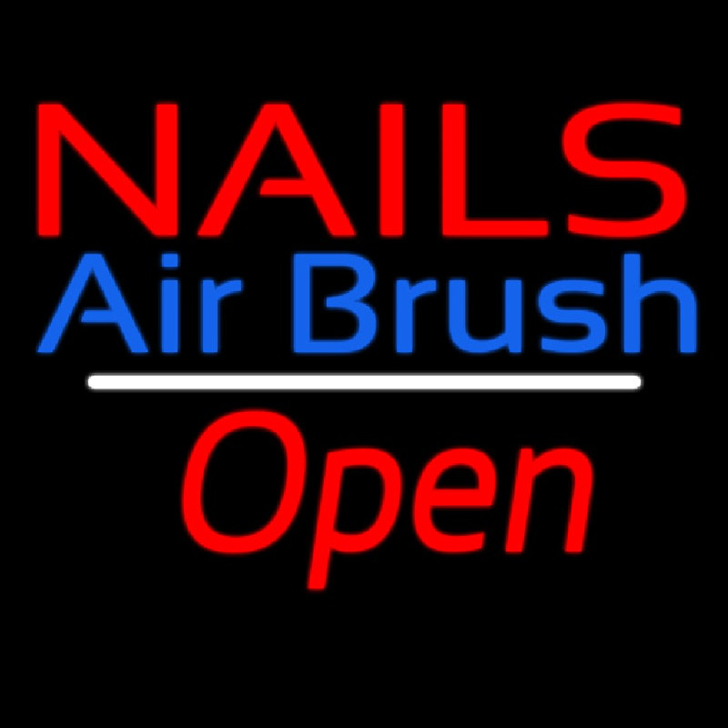 Custom Nails Airbrush Open White Line Neon Sign USA