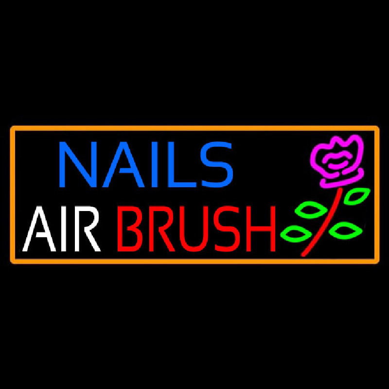 Custom Nails Airbrush With Flower Neon Sign USA