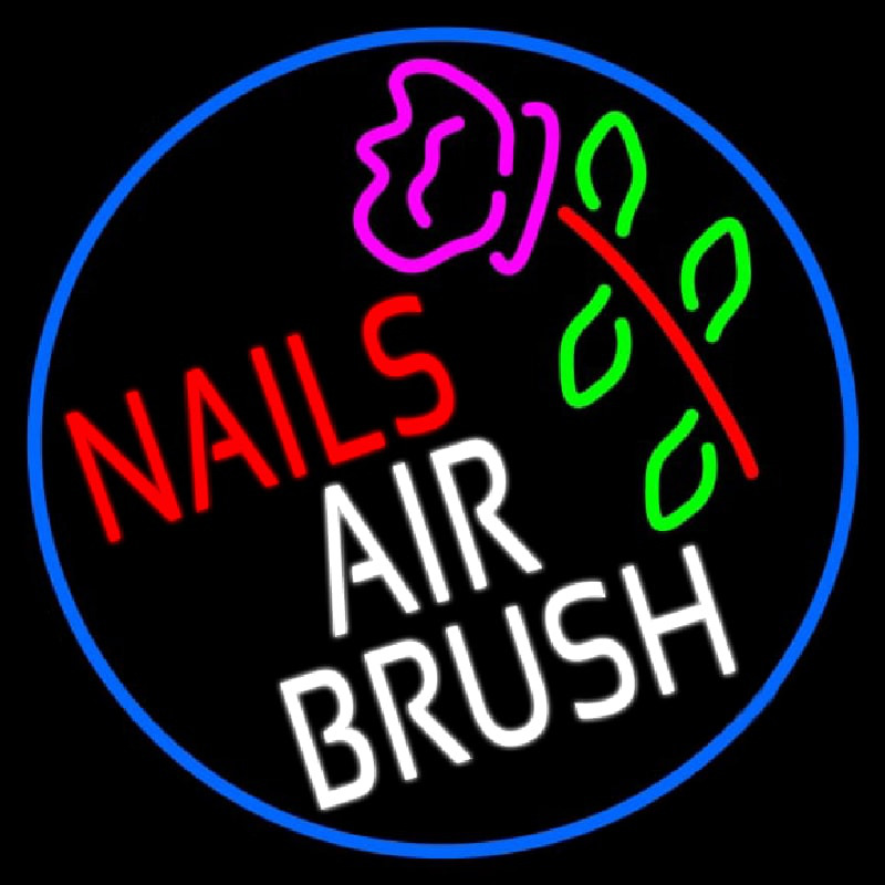 Custom Nails Airbrush With Flower Neon Sign USA