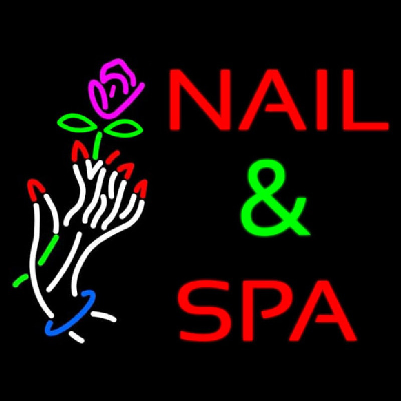 Custom Nails And Spa With Nails And Flower Neon Sign USA