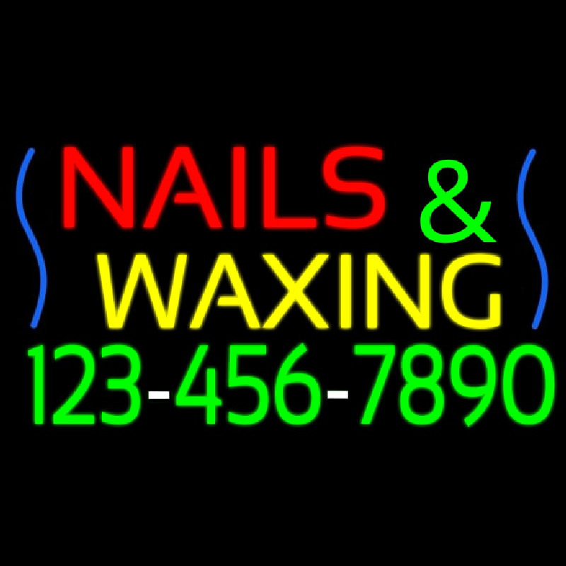 Custom Nails And Waxing With Phone Number Neon Sign USA