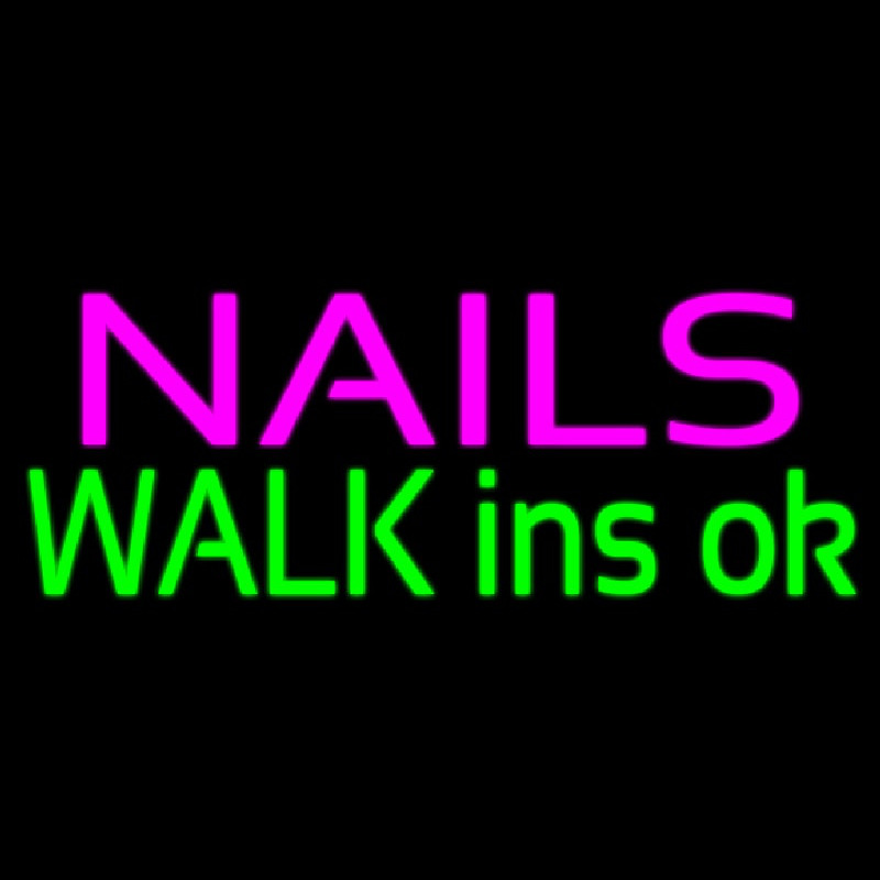 Custom Nails Walk Ins Ok Neon Sign USA