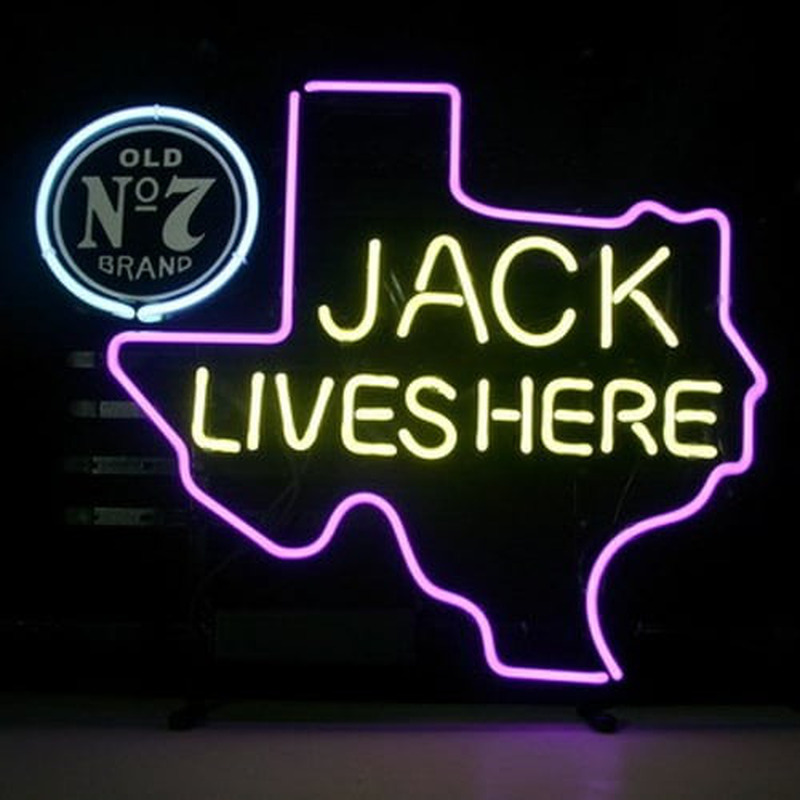 Custom New Jack Daniels Lives Here Texas Old #7 Whiskey Neon Sign USA