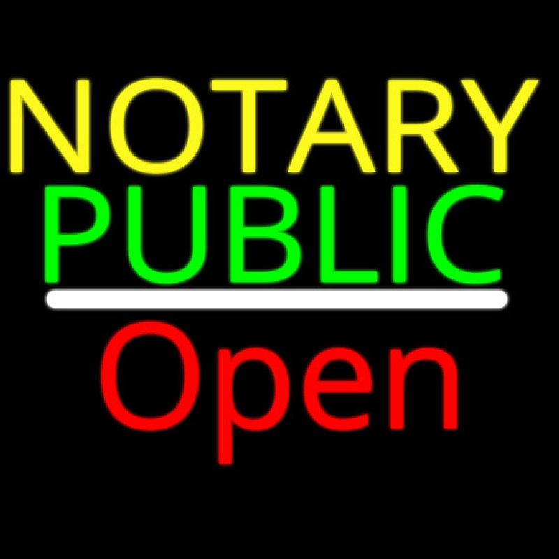 Custom Notary Public Open White Line Neon Sign USA