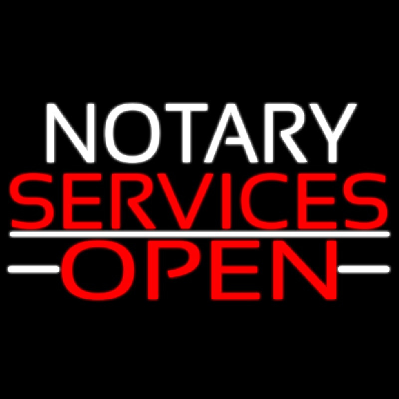 Custom Notary Services Open Neon Sign USA