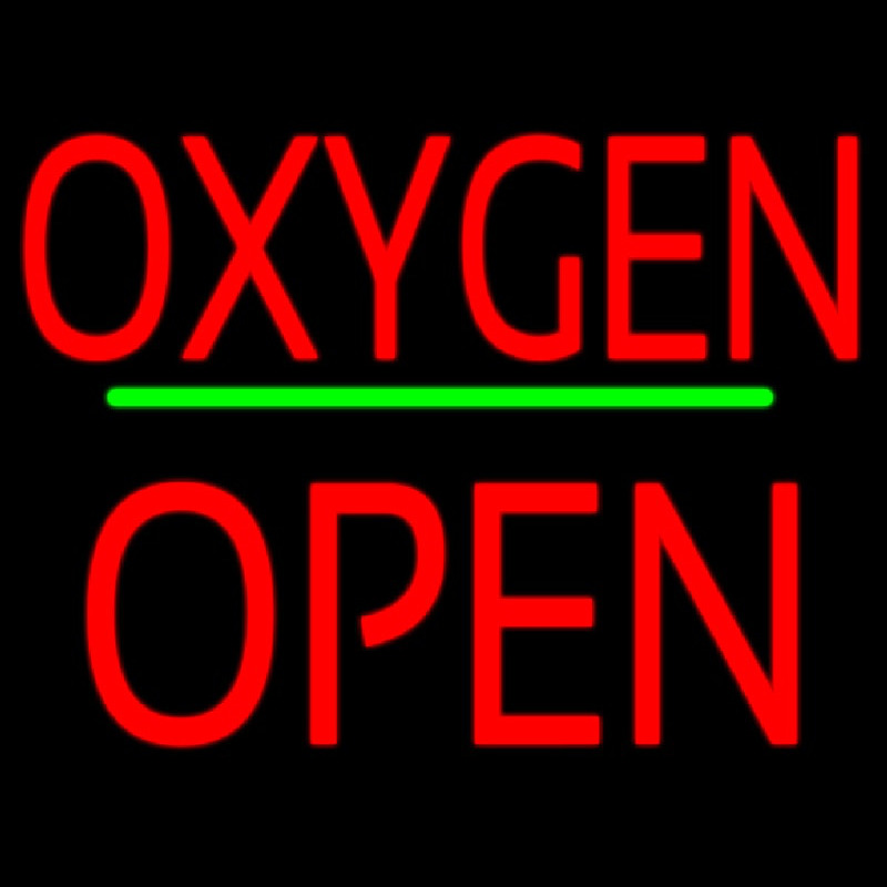 Custom Oxygen Block Open Green Line Neon Sign USA
