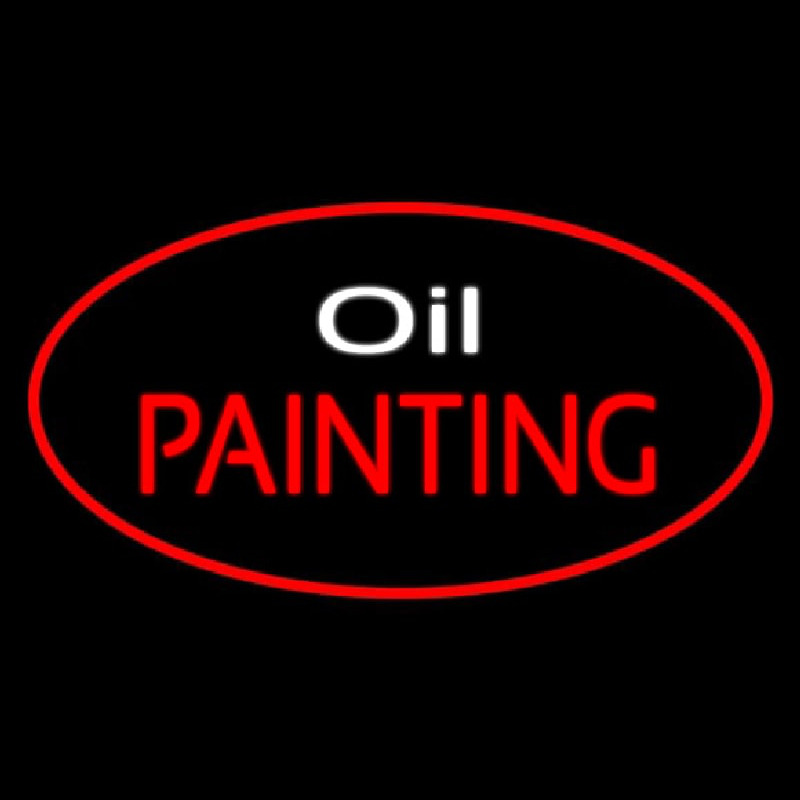 Custom Oil Painting Red Oval Neon Sign USA