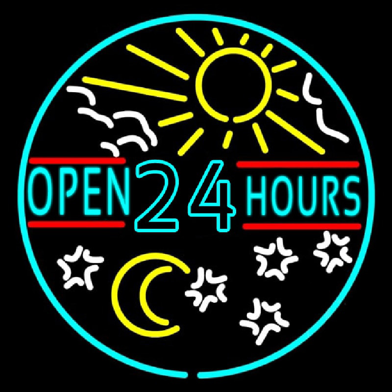 Custom Open 24 Hours Neon Sign USA