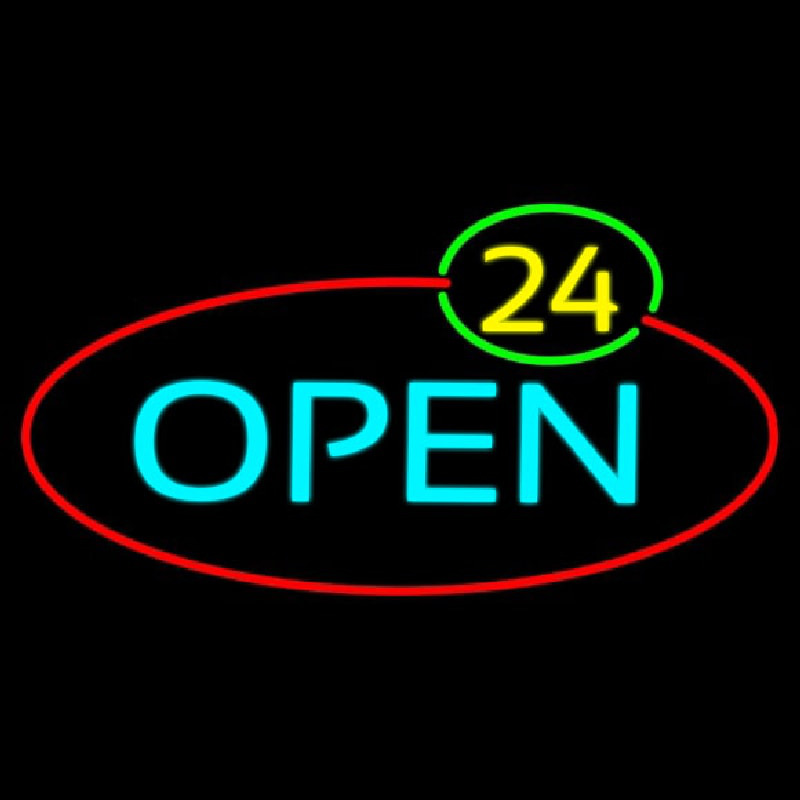 Custom Open 24 Neon Sign USA