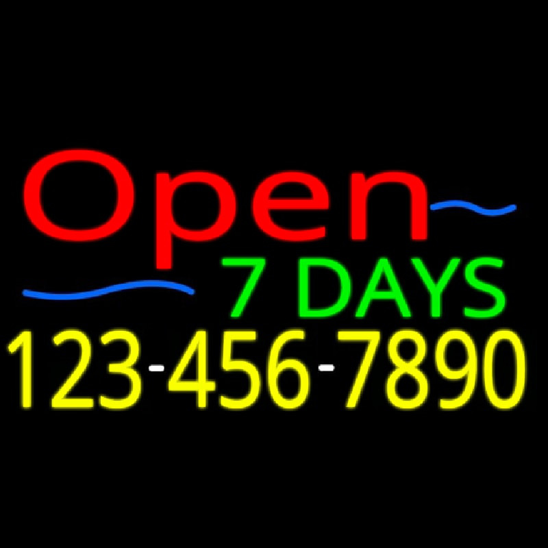 Custom Open 7 Days Neon Sign USA