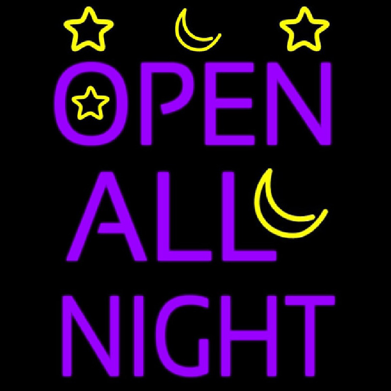 Custom Open All Night Neon Sign USA
