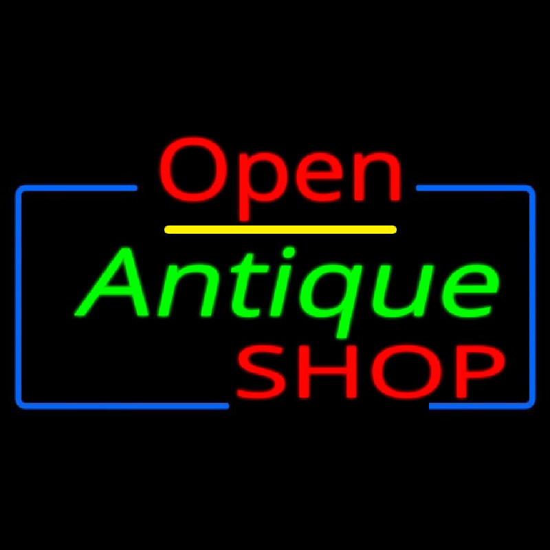 Custom Open Antiques Shop Neon Sign USA