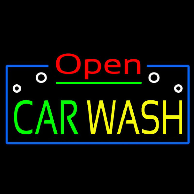 Custom Open Car Wash Block Neon Sign USA