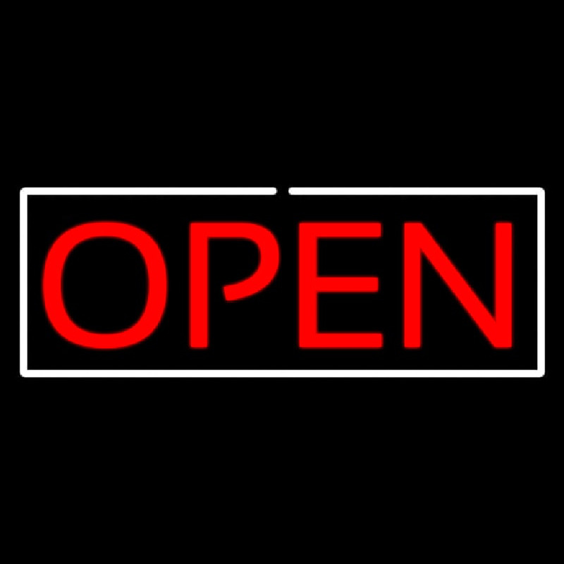 Custom Open Horizontal Red Letters With White Border Neon Sign USA