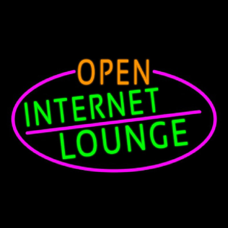 Custom Open Internet Lounge Oval With Pink Border Neon Sign USA