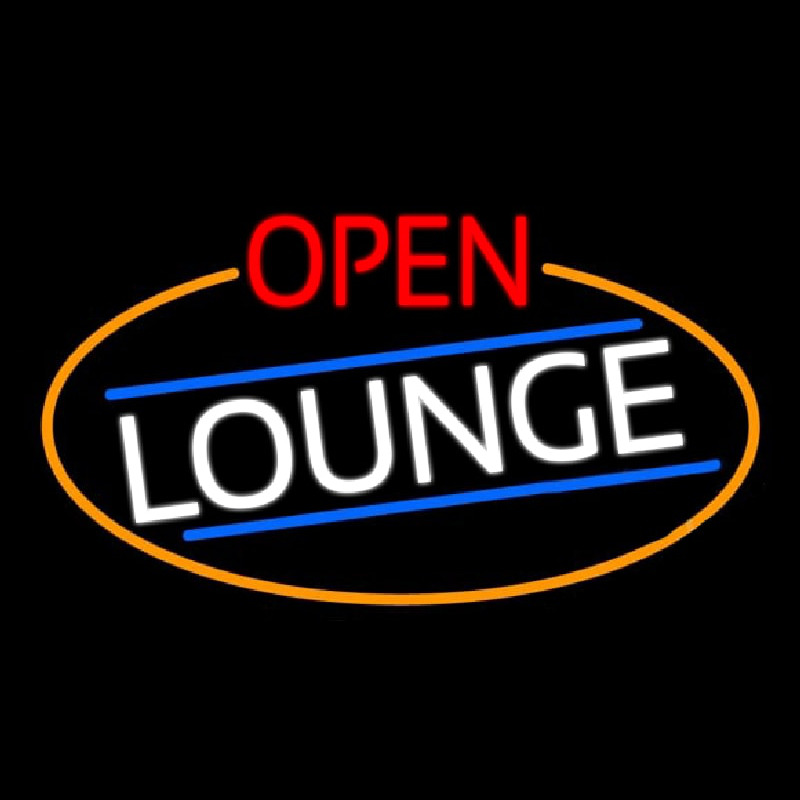 Custom Open Lounge Oval With Orange Border Neon Sign USA