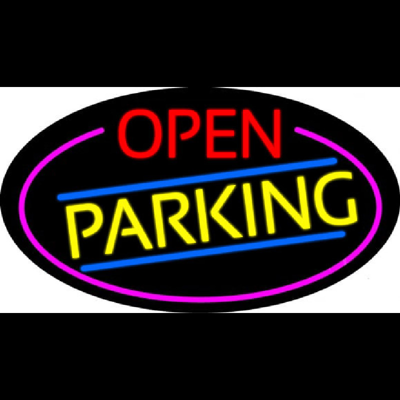 Custom Open Parking Oval With Pink Border Neon Sign USA