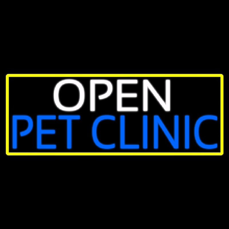 Custom Open Pet Clinic With Yellow Border Neon Sign USA