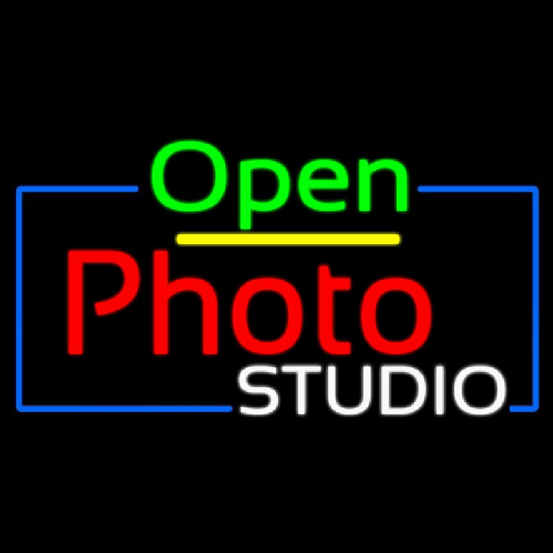 Custom Open Photo Studio Neon Sign USA