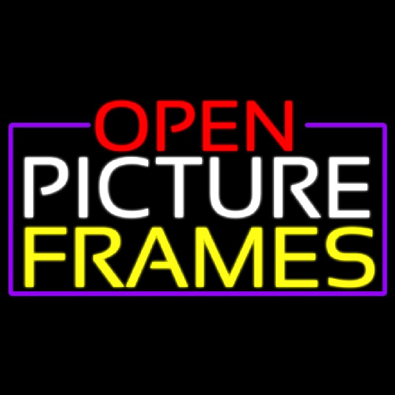 Custom Open Picture Frames With Purple Border Neon Sign USA