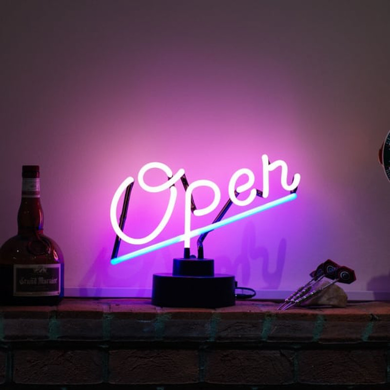 Custom Open Pink Desktop Neon Sign