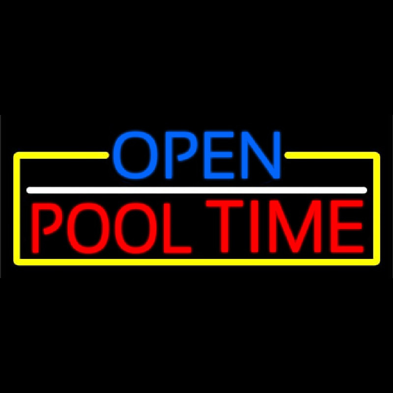 Custom Open Pool Time With Yellow Border Neon Sign USA