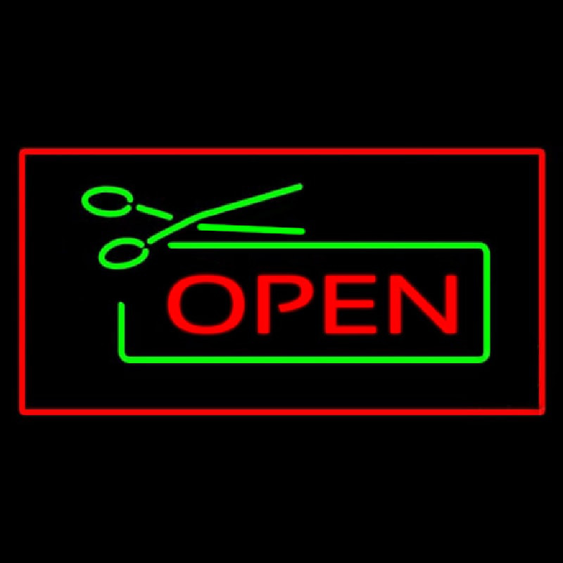 Custom Open Rectangle Red Neon Sign USA
