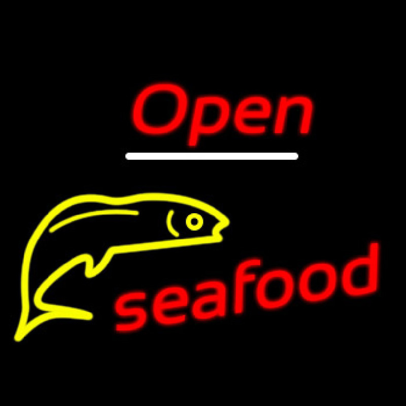 Custom Open Seafood Logo Neon Sign USA