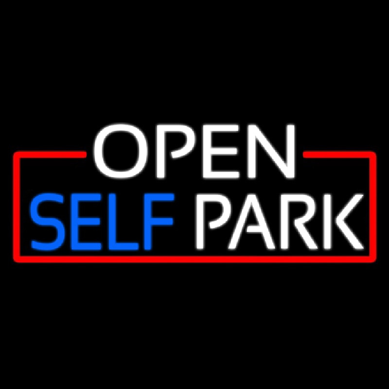 Custom Open Self Park With Red Border Neon Sign USA