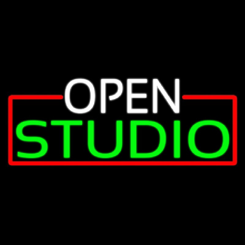 Custom Open Studio With Red Border Neon Sign USA