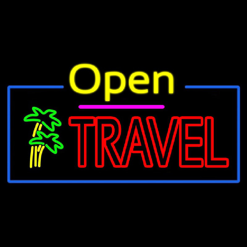 Custom Open Travel Neon Sign USA