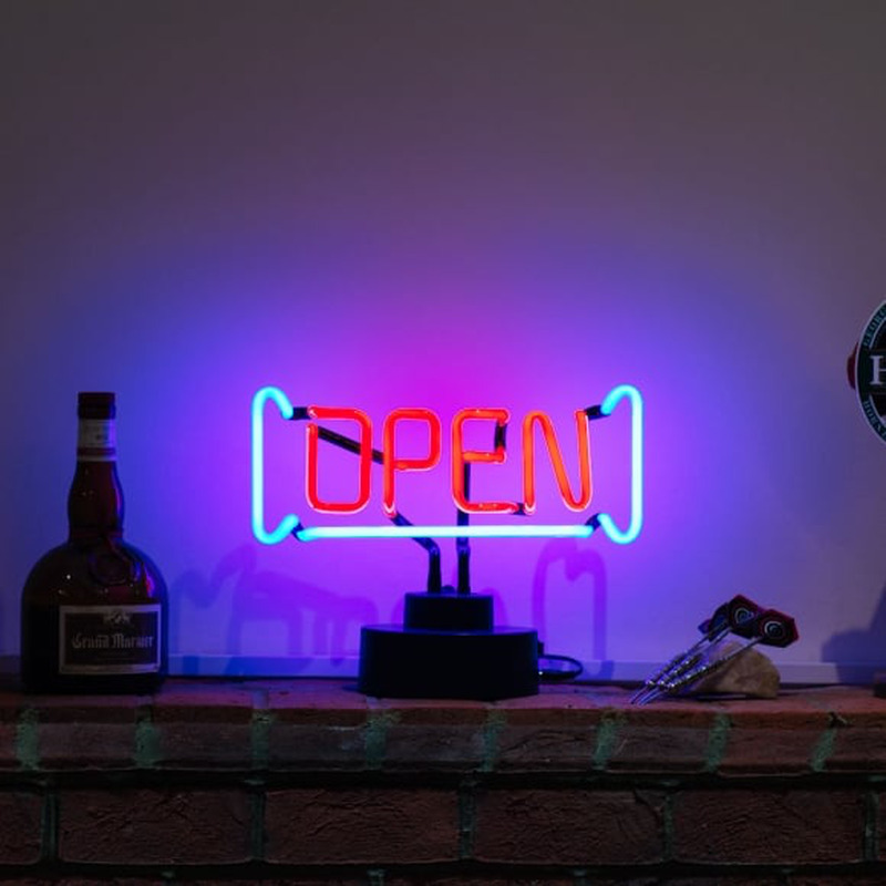 Custom Open With Boarder Desktop Neon Sign